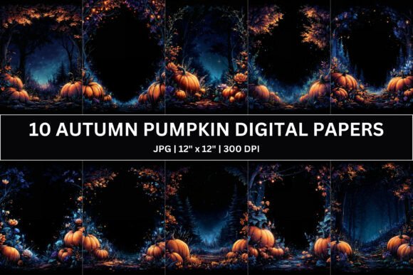 Download 10 Autumn Pumpkin Forest Digital Papers - Premium Resources