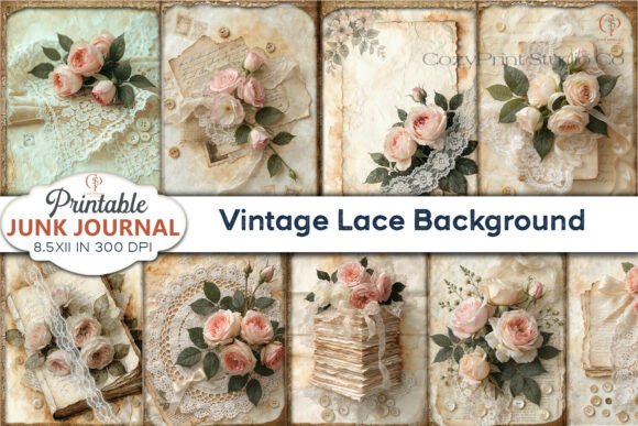 Download Vintage Lace Background Junk Journal - Lace background Collection
